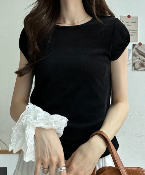 Ada.（エイダ）の「ベロア パフスリーブ カットソー（Tシャツ/カットソー・レディース・オフホワイト/ブラウン/グレー/ブラック・FREE）」の13枚目の写真