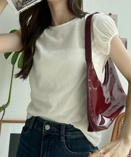Ada.（エイダ）の「ベロア パフスリーブ カットソー（Tシャツ/カットソー・レディース・オフホワイト/ブラウン/グレー/ブラック・FREE）」の10枚目の写真