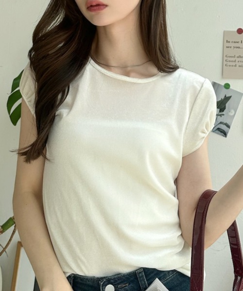 Ada.（エイダ）の「ベロア パフスリーブ カットソー（Tシャツ/カットソー・レディース・オフホワイト/ブラウン/グレー/ブラック・FREE）」の9枚目の写真