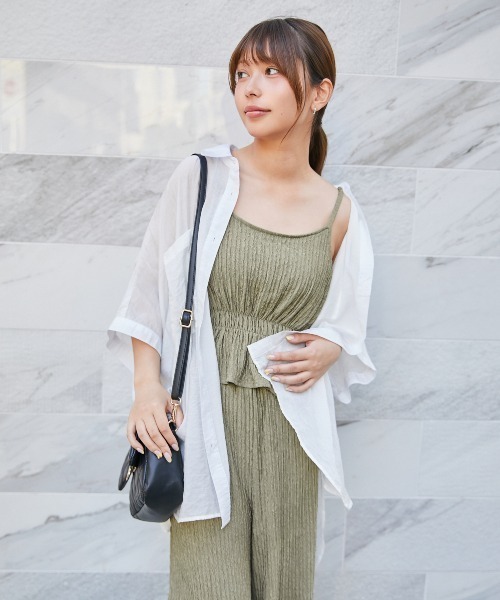 GORGE(ゴージ)の「《シャーリング×セットアップ》パンツセットアップ/フェミニン/春夏/全3色(セットアップ・レディース・グリーン/モカ/ブラック・F)」の1枚目の写真