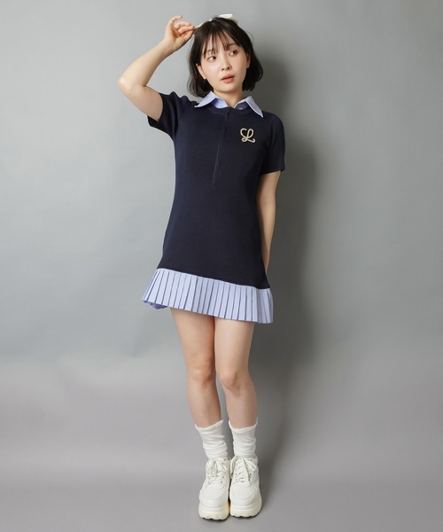 SPINNS(スピンズ)の「半袖ドッキングワンピース/裾プリーツ(ワンピース・レディース・ブルー系その他/ブラック×ホワイト/グレー系その他・ONESIZE)」の16枚目の写真