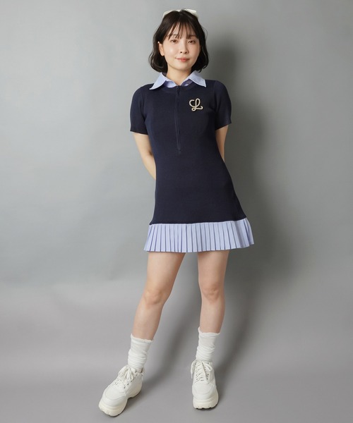 SPINNS(スピンズ)の「半袖ドッキングワンピース/裾プリーツ(ワンピース・レディース・ブルー系その他/ブラック×ホワイト/グレー系その他・ONESIZE)」の15枚目の写真
