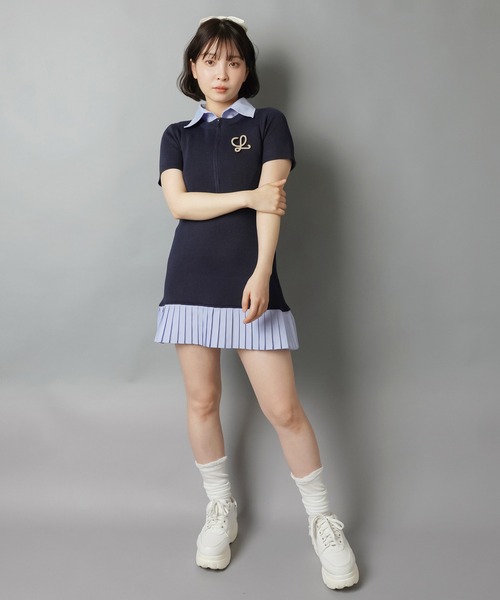 SPINNS(スピンズ)の「半袖ドッキングワンピース/裾プリーツ(ワンピース・レディース・ブルー系その他/ブラック×ホワイト/グレー系その他・ONESIZE)」の14枚目の写真