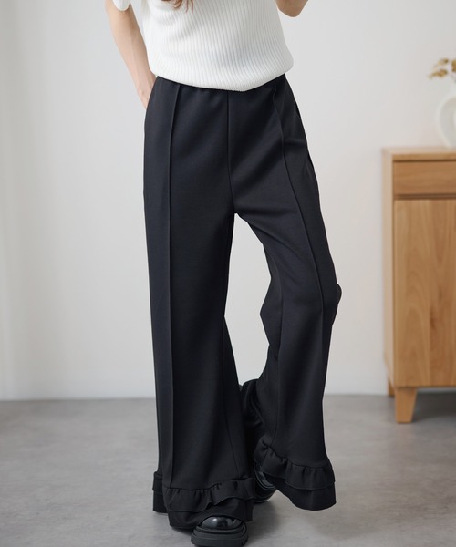 DAYRA(デイラ)の「ダブル フリル ワイド フレア パンツ(その他パンツ・レディース・ネイビー/ブラック・155/160/165)」の6枚目の写真
