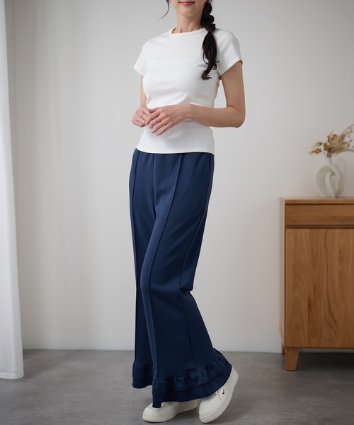 DAYRA(デイラ)の「ダブル フリル ワイド フレア パンツ(その他パンツ・レディース・ネイビー/ブラック・155/160/165)」の8枚目の写真