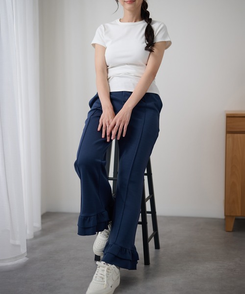 DAYRA(デイラ)の「ダブル フリル ワイド フレア パンツ(その他パンツ・レディース・ネイビー/ブラック・155/160/165)」の13枚目の写真