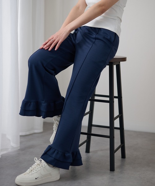DAYRA(デイラ)の「ダブル フリル ワイド フレア パンツ(その他パンツ・レディース・ネイビー/ブラック・155/160/165)」の14枚目の写真