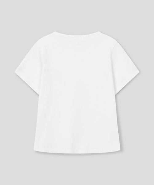 SLOW RECORD HOUSE(スローレコードハウス)の「ヘンリーネックアイレットTシャツ_ホワイト(Tシャツ/カットソー・レディース・ホワイト・1)」の3枚目の写真