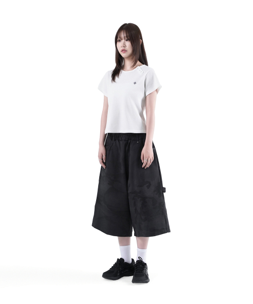 SLOW RECORD HOUSE(スローレコードハウス)の「ヘンリーネックアイレットTシャツ_ホワイト(Tシャツ/カットソー・レディース・ホワイト・1)」の6枚目の写真
