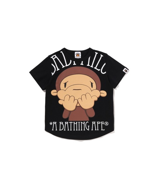 A BATHING APE（アベイシングエイプ）の「BIG DRAWN BABY MILO TEE（Tシャツ/カットソー・キッズ・オレンジ/ブラック/ホワイト・140/110/130/100/90/120）」の2枚目の写真