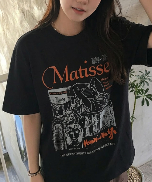 VIVID LADY(ビビッドレディー)の「アートグラフィック 半袖Tシャツ(Tシャツ/カットソー・レディース・チャコールグレー/ホワイト/ブラック・FREE)」の2枚目の写真