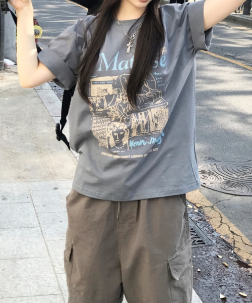 VIVID LADY(ビビッドレディー)の「アートグラフィック 半袖Tシャツ(Tシャツ/カットソー・レディース・チャコールグレー/ホワイト/ブラック・FREE)」の20枚目の写真