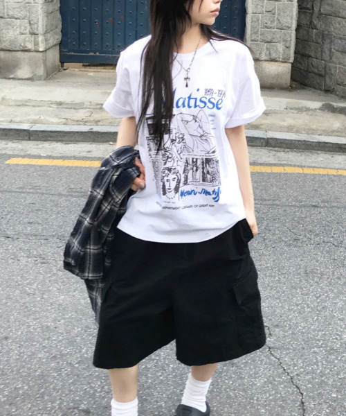 VIVID LADY(ビビッドレディー)の「アートグラフィック 半袖Tシャツ(Tシャツ/カットソー・レディース・チャコールグレー/ホワイト/ブラック・FREE)」の17枚目の写真