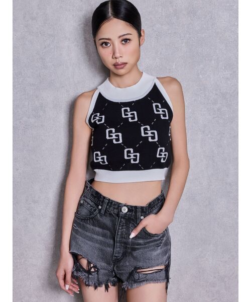 GYDA(ジェイダ)の「GG glitter quiltingアメスリニットトップス(タンクトップ・レディース・オフホワイト/ブラック/ミント/ピンク・FREE)」の11枚目の写真