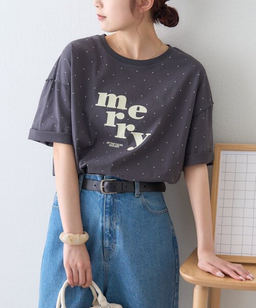 CIAOPANIC TYPY(チャオパニックティピー)の「ドットロゴプリントTee(Tシャツ/カットソー・レディース・グレー/チャコールグレー/アイボリー・ONE SIZE)」の2枚目の写真