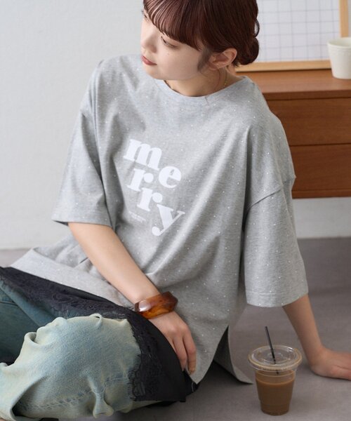 CIAOPANIC TYPY(チャオパニックティピー)の「ドットロゴプリントTee(Tシャツ/カットソー・レディース・グレー/チャコールグレー/アイボリー・ONE SIZE)」の20枚目の写真
