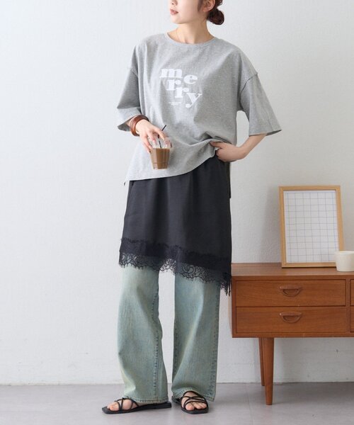 CIAOPANIC TYPY(チャオパニックティピー)の「ドットロゴプリントTee(Tシャツ/カットソー・レディース・グレー/チャコールグレー/アイボリー・ONE SIZE)」の14枚目の写真