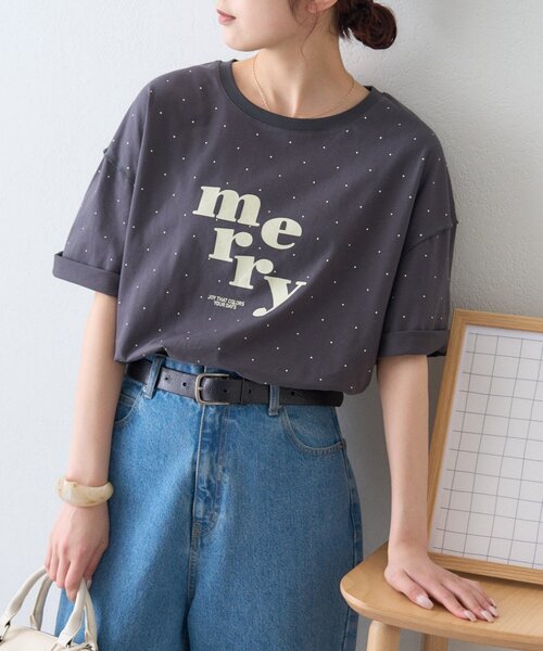 CIAOPANIC TYPY(チャオパニックティピー)の「ドットロゴプリントTee(Tシャツ/カットソー・レディース・グレー/チャコールグレー/アイボリー・ONE SIZE)」の18枚目の写真