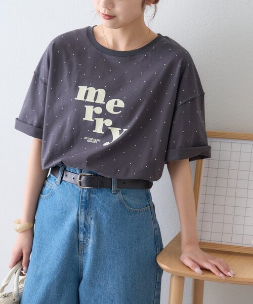 CIAOPANIC TYPY(チャオパニックティピー)の「ドットロゴプリントTee(Tシャツ/カットソー・レディース・グレー/チャコールグレー/アイボリー・ONE SIZE)」の7枚目の写真