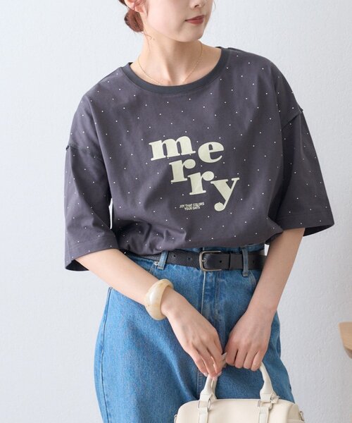 CIAOPANIC TYPY(チャオパニックティピー)の「ドットロゴプリントTee(Tシャツ/カットソー・レディース・グレー/チャコールグレー/アイボリー・ONE SIZE)」の8枚目の写真