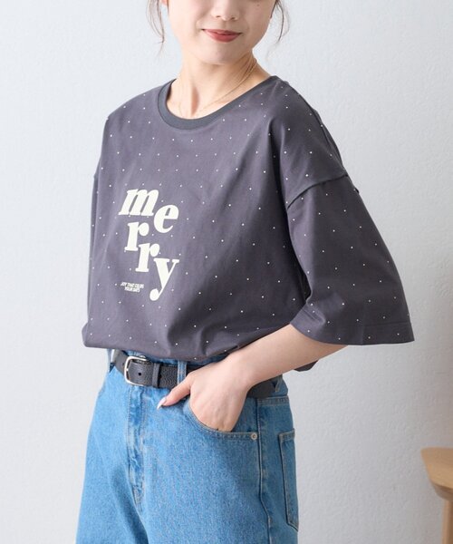 CIAOPANIC TYPY(チャオパニックティピー)の「ドットロゴプリントTee(Tシャツ/カットソー・レディース・グレー/チャコールグレー/アイボリー・ONE SIZE)」の9枚目の写真