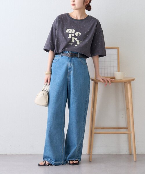 CIAOPANIC TYPY(チャオパニックティピー)の「ドットロゴプリントTee(Tシャツ/カットソー・レディース・グレー/チャコールグレー/アイボリー・ONE SIZE)」の11枚目の写真