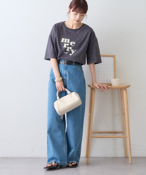 CIAOPANIC TYPY(チャオパニックティピー)の「ドットロゴプリントTee(Tシャツ/カットソー・レディース・グレー/チャコールグレー/アイボリー・ONE SIZE)」の12枚目の写真