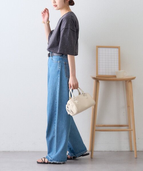 CIAOPANIC TYPY(チャオパニックティピー)の「ドットロゴプリントTee(Tシャツ/カットソー・レディース・グレー/チャコールグレー/アイボリー・ONE SIZE)」の4枚目の写真