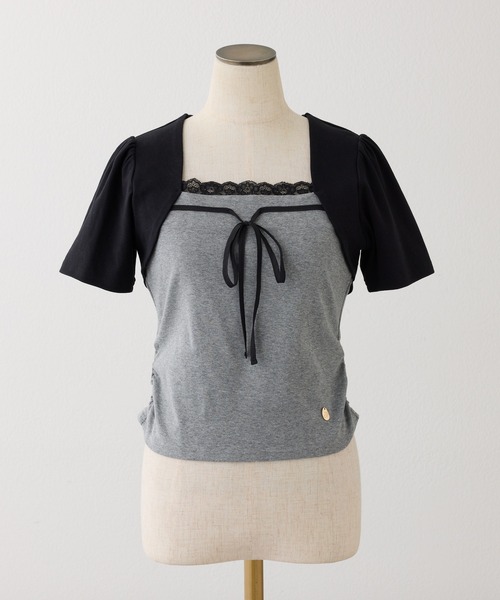 one after another NICE CLAUP（ワンアフターアナザーナイスクラップ）の「ボレロレイヤード風トップス（Tシャツ/カットソー・レディース・ホワイト系その他/ピンク/杢グレー/ブラック・FREE）」の21枚目の写真