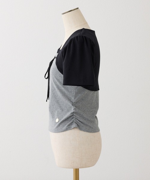 one after another NICE CLAUP（ワンアフターアナザーナイスクラップ）の「ボレロレイヤード風トップス（Tシャツ/カットソー・レディース・ホワイト系その他/ピンク/杢グレー/ブラック・FREE）」の22枚目の写真