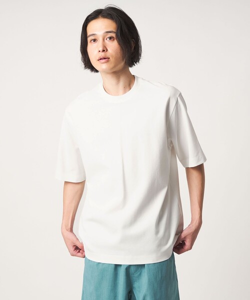 A DAY IN THE LIFE UNITED ARROWS(アデイインザライフユナイテッドアローズ)の「シルケット ジャガードポンチ リラックスカットソー<A DAY IN THE LIFE>(Tシャツ/カットソー・メンズ・ベージュ/ケリーグリーン/ホワイト・L/M)」の1枚目の写真