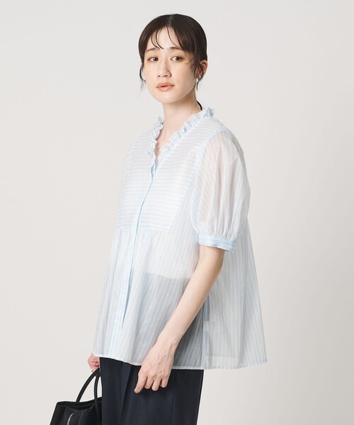 UNITED ARROWS(ユナイテッドアローズ)の「LINEAESSE Vネック パフブラウス ‐ウォッシャブル‐(シャツ/ブラウス・レディース・ネイビー/ライトピンク/その他7・FREE)」の10枚目の写真