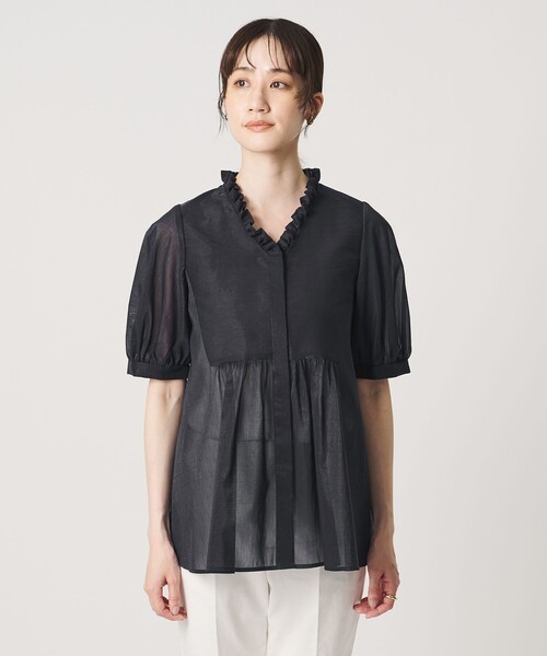UNITED ARROWS(ユナイテッドアローズ)の「LINEAESSE Vネック パフブラウス ‐ウォッシャブル‐(シャツ/ブラウス・レディース・ネイビー/ライトピンク/その他7・FREE)」の13枚目の写真