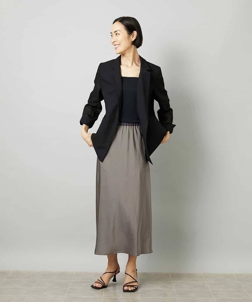 MICHEL KLEIN（ミッシェル・クラン）の「[リラックスボトム]ヴィンテージサテン ナロースカート（スカート・レディース・ブラウン/アイボリー/ダークインディゴブルー・38/40）」の6枚目の写真
