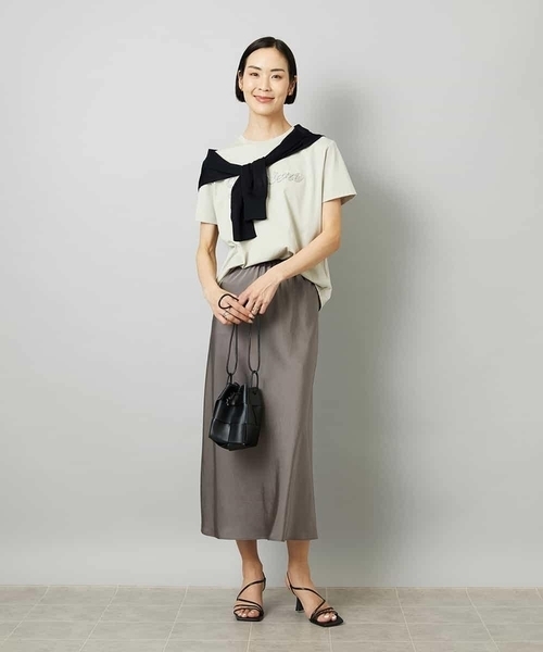 MICHEL KLEIN（ミッシェル・クラン）の「[リラックスボトム]ヴィンテージサテン ナロースカート（スカート・レディース・ブラウン/アイボリー/ダークインディゴブルー・38/40）」の8枚目の写真