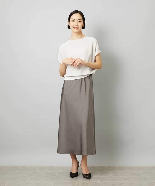 MICHEL KLEIN（ミッシェル・クラン）の「[リラックスボトム]ヴィンテージサテン ナロースカート（スカート・レディース・ブラウン/アイボリー/ダークインディゴブルー・38/40）」の10枚目の写真