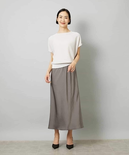 MICHEL KLEIN（ミッシェル・クラン）の「[リラックスボトム]ヴィンテージサテン ナロースカート（スカート・レディース・ブラウン/アイボリー/ダークインディゴブルー・38/40）」の11枚目の写真