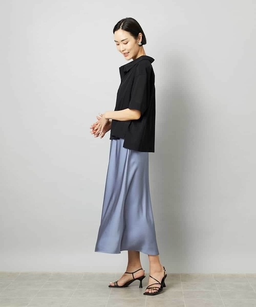 MICHEL KLEIN（ミッシェル・クラン）の「[リラックスボトム]ヴィンテージサテン ナロースカート（スカート・レディース・ブラウン/アイボリー/ダークインディゴブルー・38/40）」の15枚目の写真