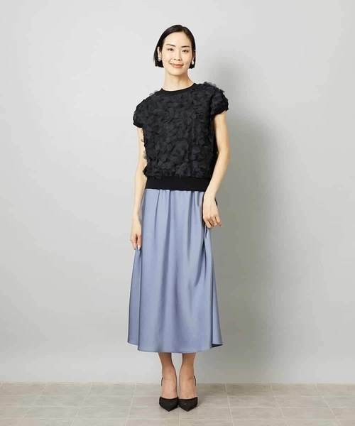 MICHEL KLEIN（ミッシェル・クラン）の「[リラックスボトム]ヴィンテージサテン ナロースカート（スカート・レディース・ブラウン/アイボリー/ダークインディゴブルー・38/40）」の16枚目の写真
