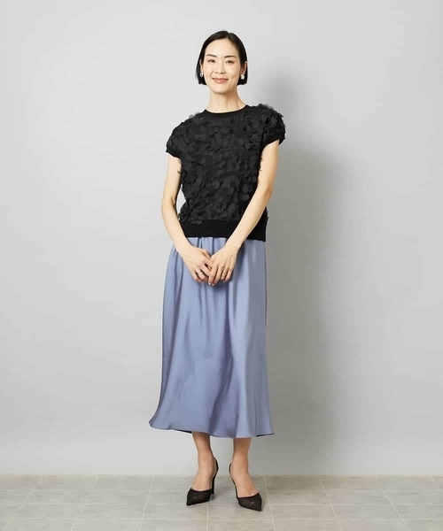MICHEL KLEIN（ミッシェル・クラン）の「[リラックスボトム]ヴィンテージサテン ナロースカート（スカート・レディース・ブラウン/アイボリー/ダークインディゴブルー・38/40）」の17枚目の写真