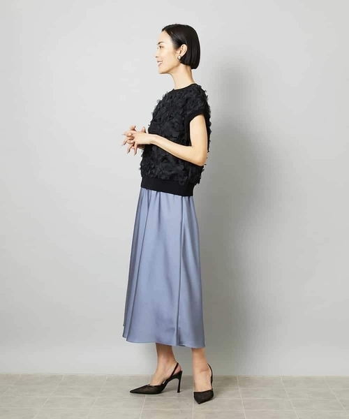 MICHEL KLEIN（ミッシェル・クラン）の「[リラックスボトム]ヴィンテージサテン ナロースカート（スカート・レディース・ブラウン/アイボリー/ダークインディゴブルー・38/40）」の18枚目の写真
