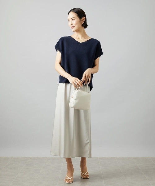 MICHEL KLEIN（ミッシェル・クラン）の「[リラックスボトム]ヴィンテージサテン ナロースカート（スカート・レディース・ブラウン/アイボリー/ダークインディゴブルー・38/40）」の21枚目の写真