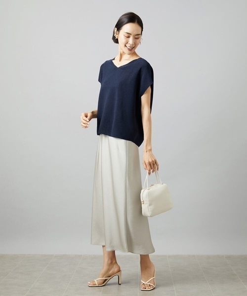 MICHEL KLEIN（ミッシェル・クラン）の「[リラックスボトム]ヴィンテージサテン ナロースカート（スカート・レディース・ブラウン/アイボリー/ダークインディゴブルー・38/40）」の22枚目の写真
