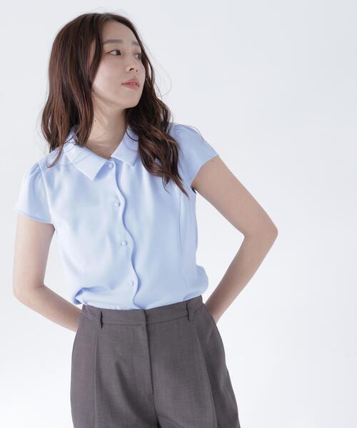 NATURAL BEAUTY BASIC（ナチュラルビューティーベーシック）の「フロントスカラップブラウス（シャツ/ブラウス・レディース・ブルー/ネイビー/オフホワイト・SMALL/MEDIUM）」の5枚目の写真