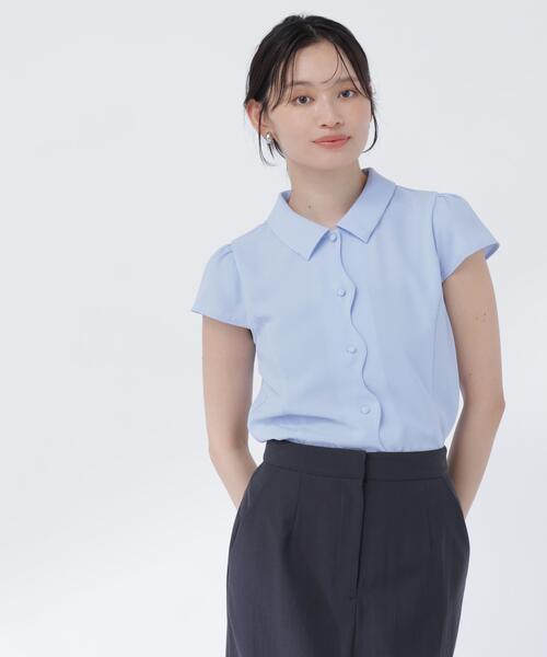 NATURAL BEAUTY BASIC（ナチュラルビューティーベーシック）の「フロントスカラップブラウス（シャツ/ブラウス・レディース・ブルー/ネイビー/オフホワイト・SMALL/MEDIUM）」の6枚目の写真