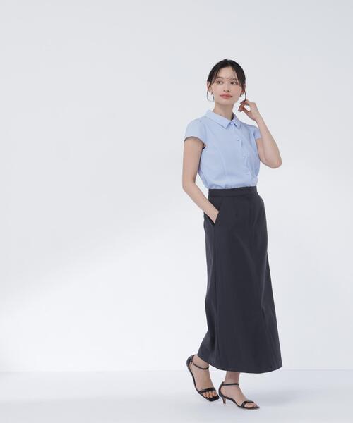 NATURAL BEAUTY BASIC（ナチュラルビューティーベーシック）の「フロントスカラップブラウス（シャツ/ブラウス・レディース・ブルー/ネイビー/オフホワイト・SMALL/MEDIUM）」の7枚目の写真
