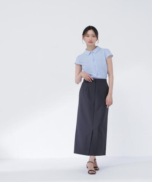 NATURAL BEAUTY BASIC（ナチュラルビューティーベーシック）の「フロントスカラップブラウス（シャツ/ブラウス・レディース・ブルー/ネイビー/オフホワイト・SMALL/MEDIUM）」の9枚目の写真