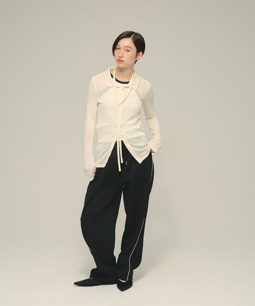 eL（エル）の「【eL】Tie Sheer Shirt/878269（シャツ/ブラウス・レディース・ブラック/ライトブルー・FREE）」の3枚目の写真