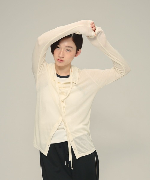 eL（エル）の「【eL】Tie Sheer Shirt/878269（シャツ/ブラウス・レディース・ブラック/ライトブルー・FREE）」の4枚目の写真