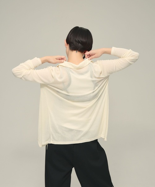 eL（エル）の「【eL】Tie Sheer Shirt/878269（シャツ/ブラウス・レディース・ブラック/ライトブルー・FREE）」の10枚目の写真